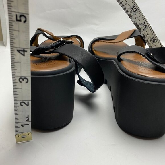 HERA SOFT Chunky Black & Brown Leather Platform Sandals Anti-Shock Sole Size 41 - Picture 5 of 7